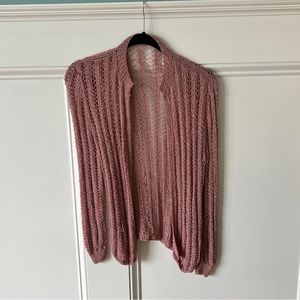 Ultra chic crocheted lurex metallic baby pink cardigan (Sz.Small)